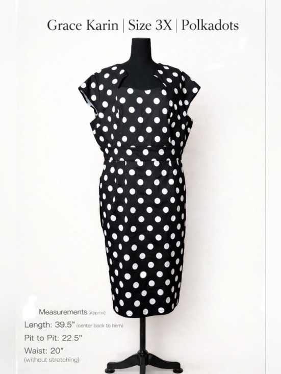 Grace Karin Dresses & Skirts - Grace Karin Polka Dot Sheath Dress – NWT – Labeled 3X (Fits XL–0X)